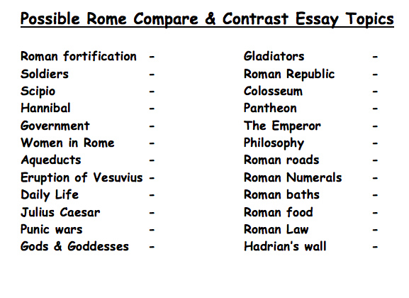 Compare and Contrast Essay Topics